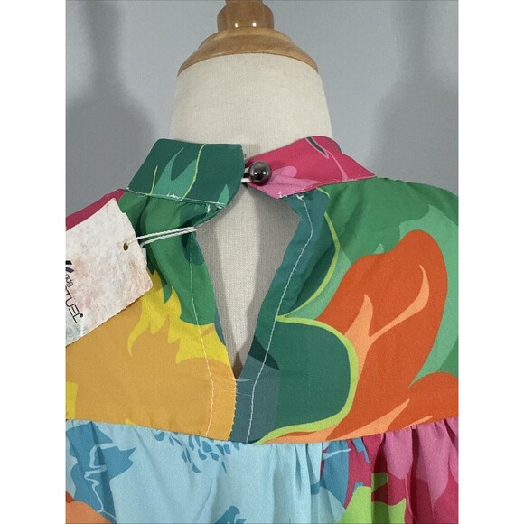 Gdg Actuel Blouse Womens Small Multicolor Abstract Artsy Bishop Sleeve Loose Top - Picture 6 of 11